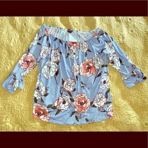 Patterned peasant top